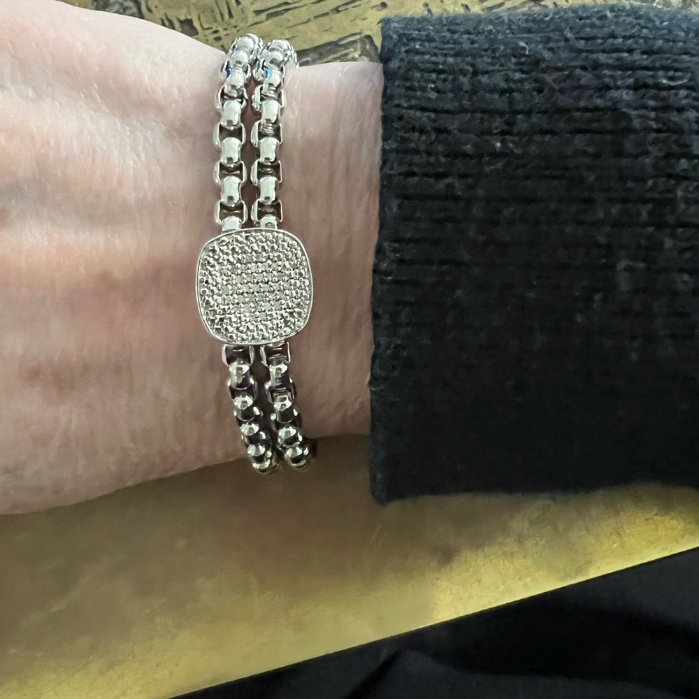 Sterling silver, pave diamond bracelet